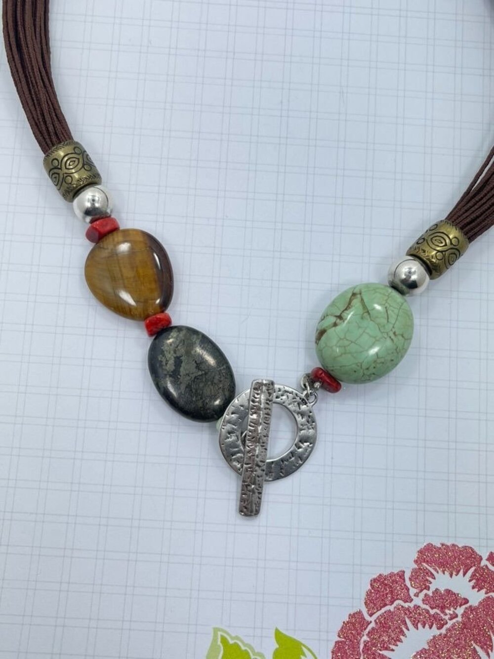 Retired Silpada N1891 Boho Multi-Strand Gemstone Necklace Sterling Toggle 18" - Picture 5 of 7